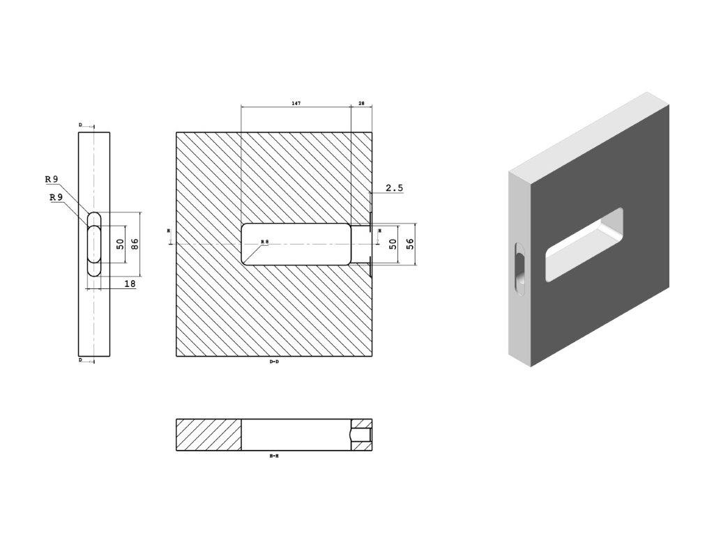 Maniglia Incasso Rettangolare Porta Scorrevole/Battente modello Duplex Nottolino Filo/Svasato Placchetta Copripresa varie finiture | Saletta - immagine 6